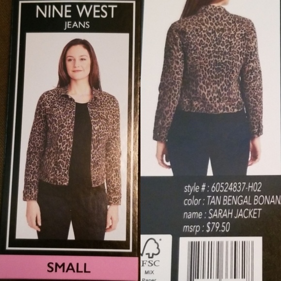 🔥SALE🔥NINE WEST BNWT Cheetah Jean Jacket - Picture 6 of 10